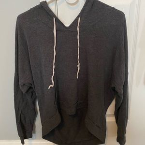 Gray long sleeve light stringed hoodie